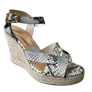 Ted Baker Shoes Platform Wedge Heels Espadrilles Embossed Leather Size 41/US 8‎